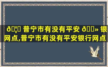 🦈 普宁市有没有平安 🌻 银行网点,普宁市有没有平安银行网点*